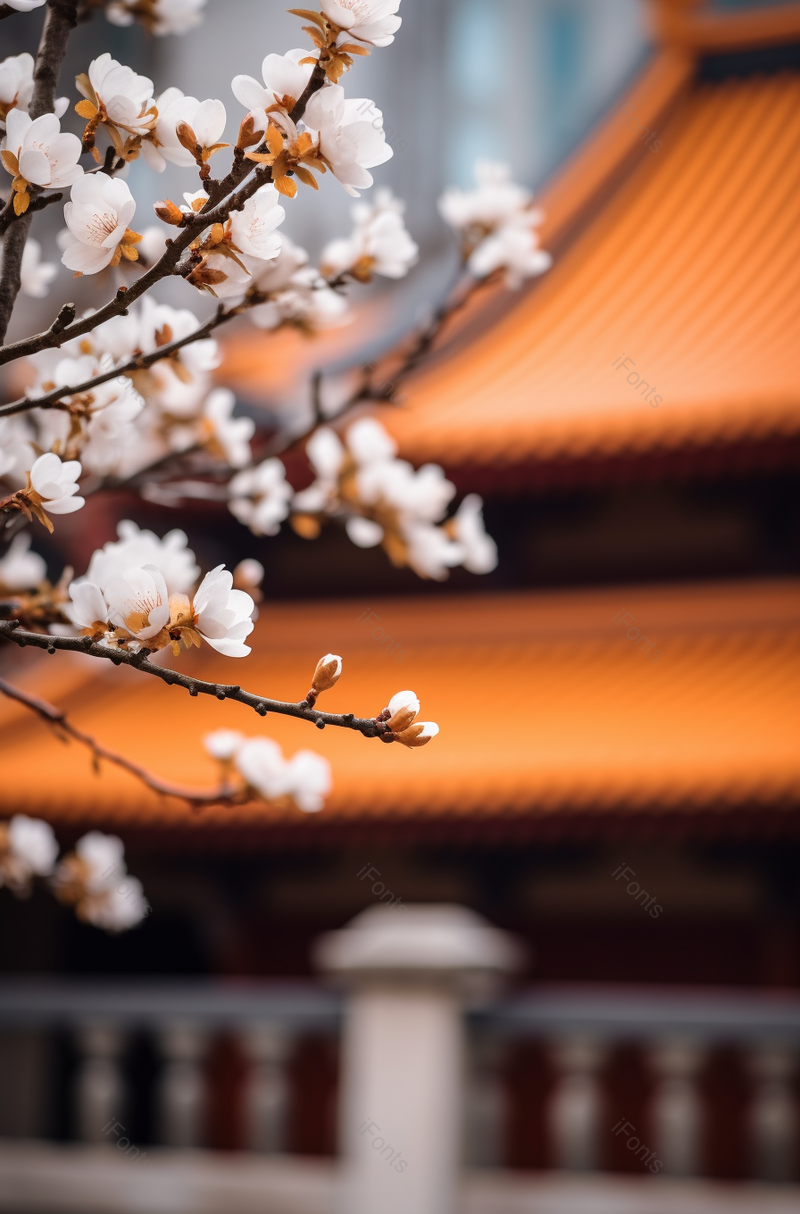 春天娇嫩鲜花传统建筑植物,高清,摄影图,摄影图片,图片大全,摄影图免费下载